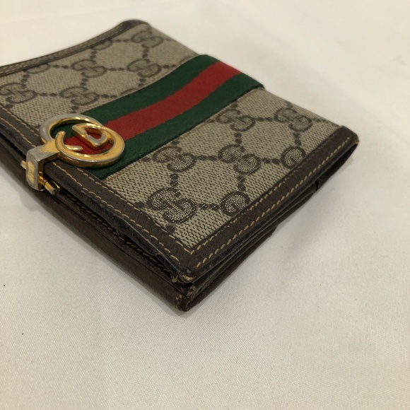 Gucci Brown GG Supreme Bifold Wallet Sku#84143 (gently used, corners tearing) - Picture 6 of 15
